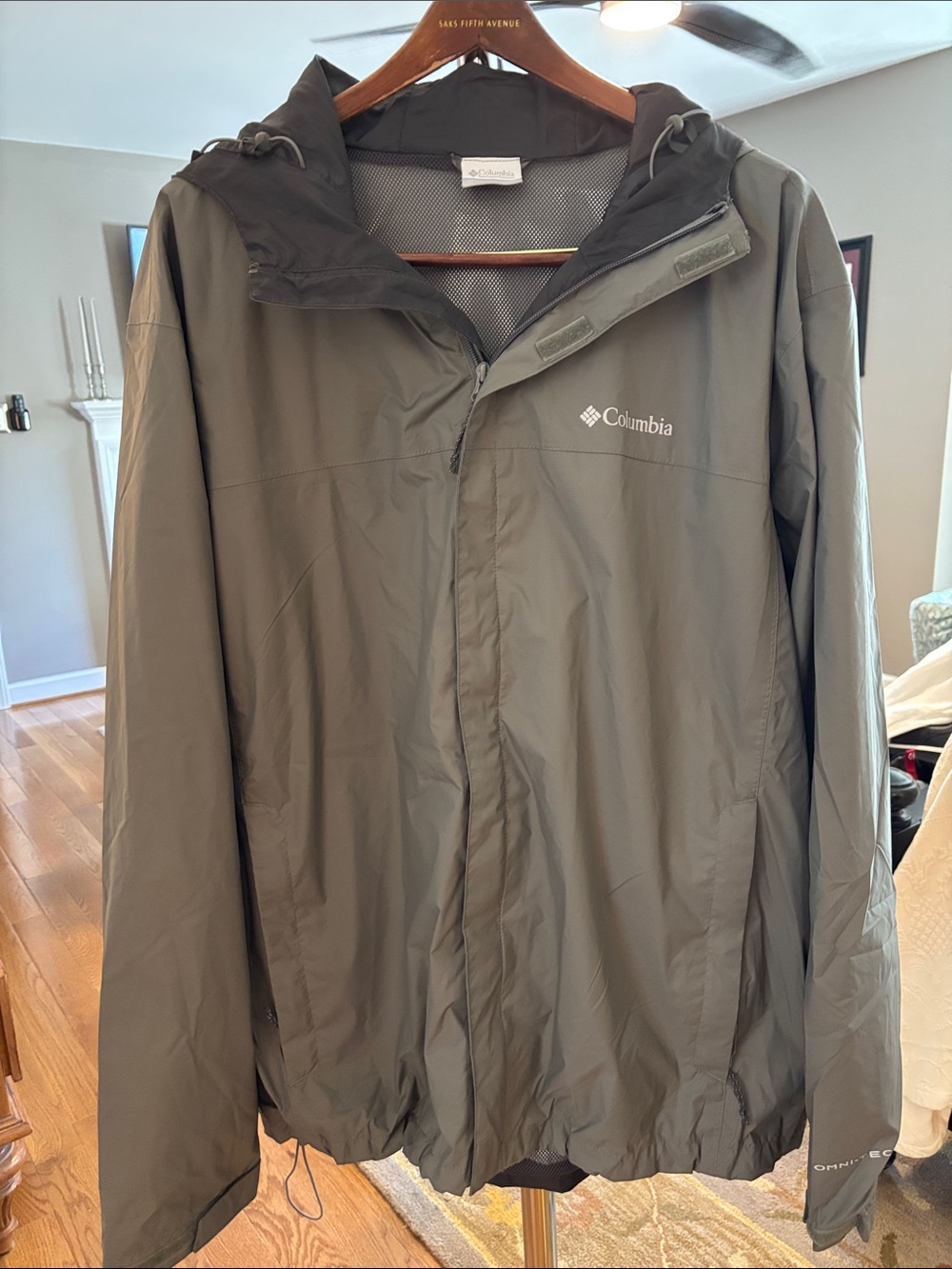 Columbia Men’s Hooded Rain Jacket- Olive